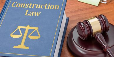 Construction law book on a desk