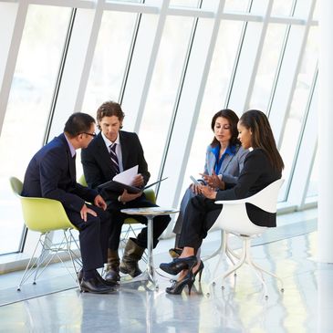 A business team having a meeting.