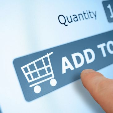 A person is pressing the add to basket button.