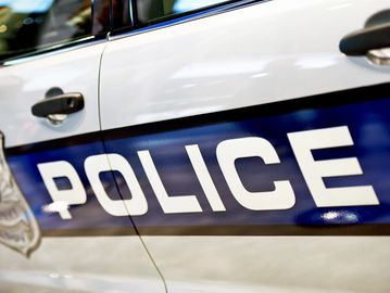 The side of a police car