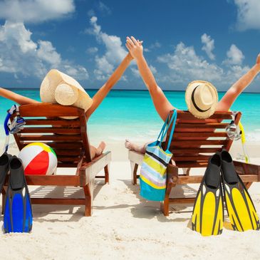 Beach chairs in the sand