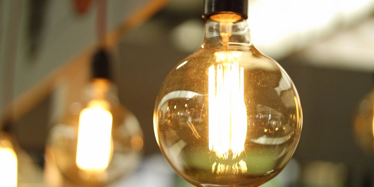 vintage light bulbs on a hanging light