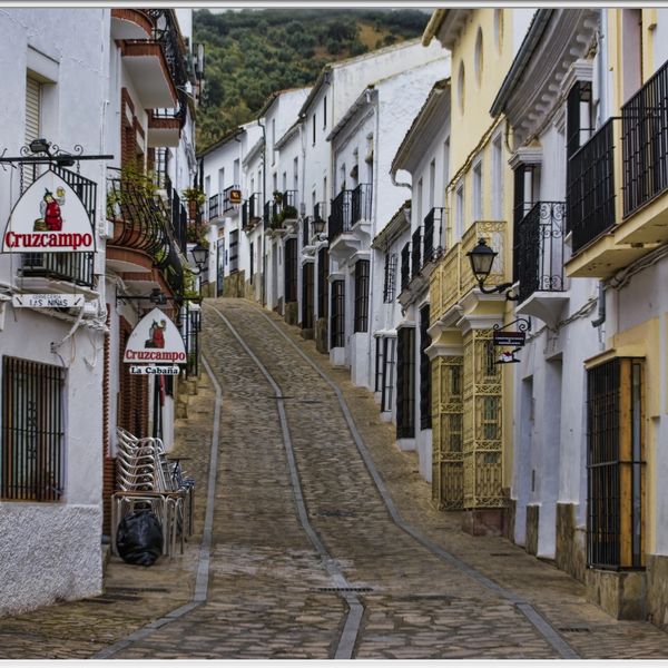 Cobblestone street in charming European town