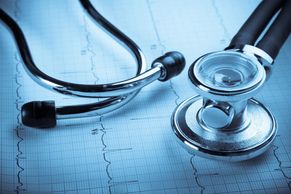 Ekg Ecg heart rhythm and stethoscope. 