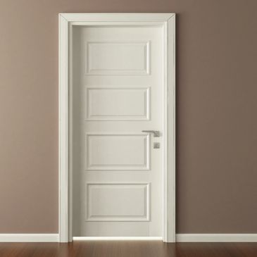white door on the brown background