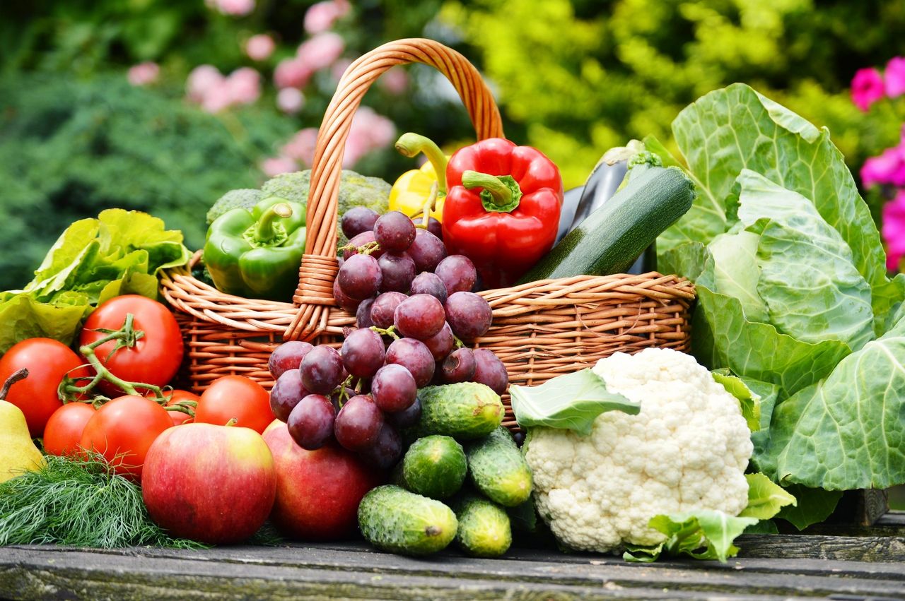Basket of fruit and vegetables
