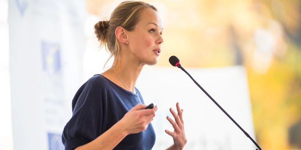 Businesswoman giving presentation