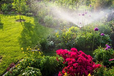 Irrigation spraying the landscape