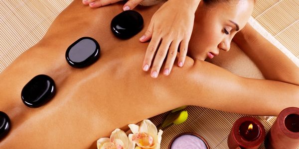 relaxing hot stones portion of massage
