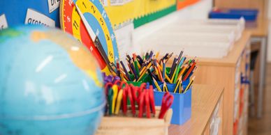 organized classroom supplies