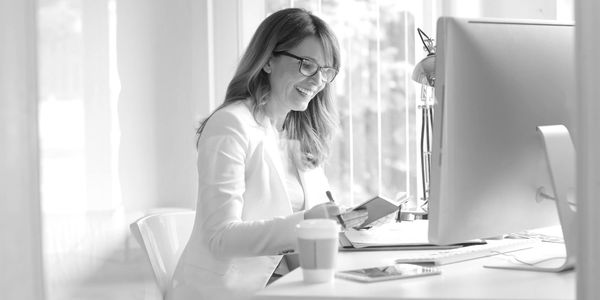 Business woman working at computer