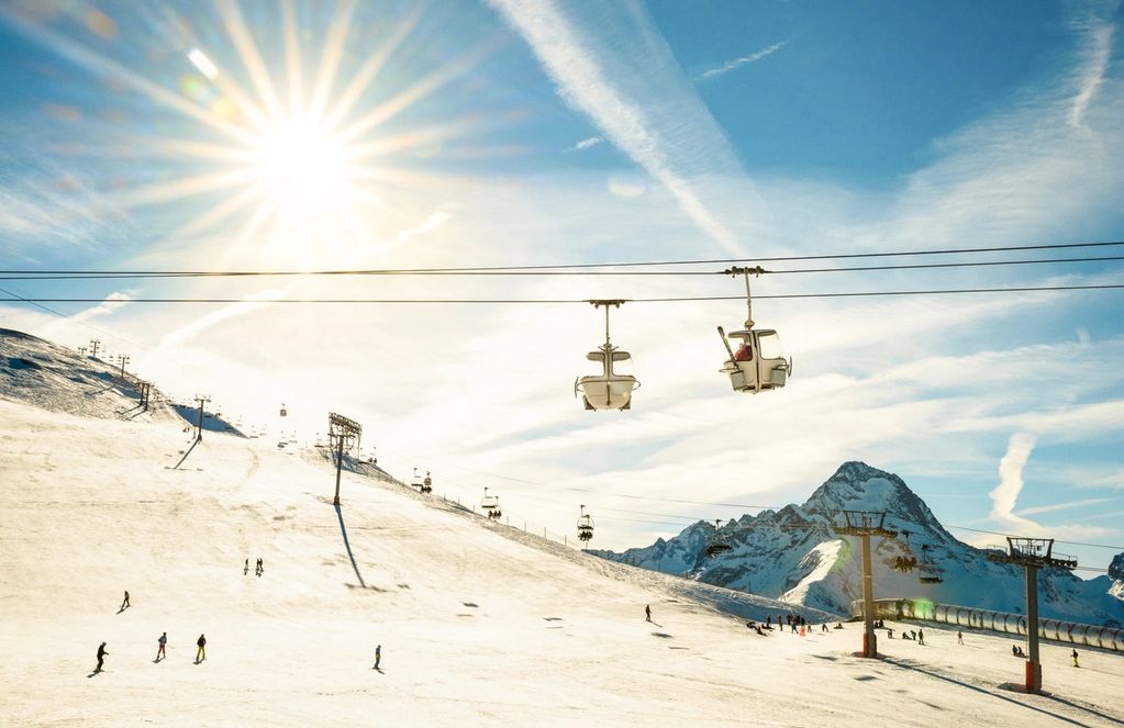 Gondolas on a ski mountain in Steamboat Springs Colorado