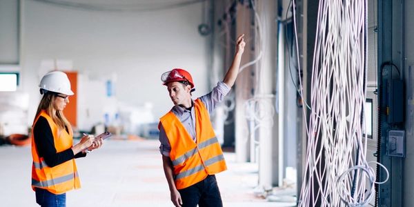 Electricians checking electric cables