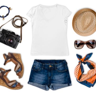 Conjunto de ropa y accesorios de verano para mujer.