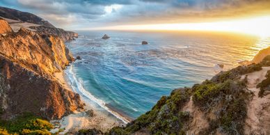 lovely mountains with sea view and horizon 