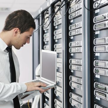 An engineer working at a Data Center