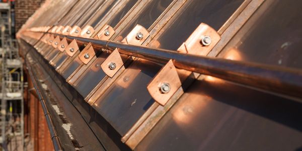 Standing Seam Copper with Half-Round Copper Gutters