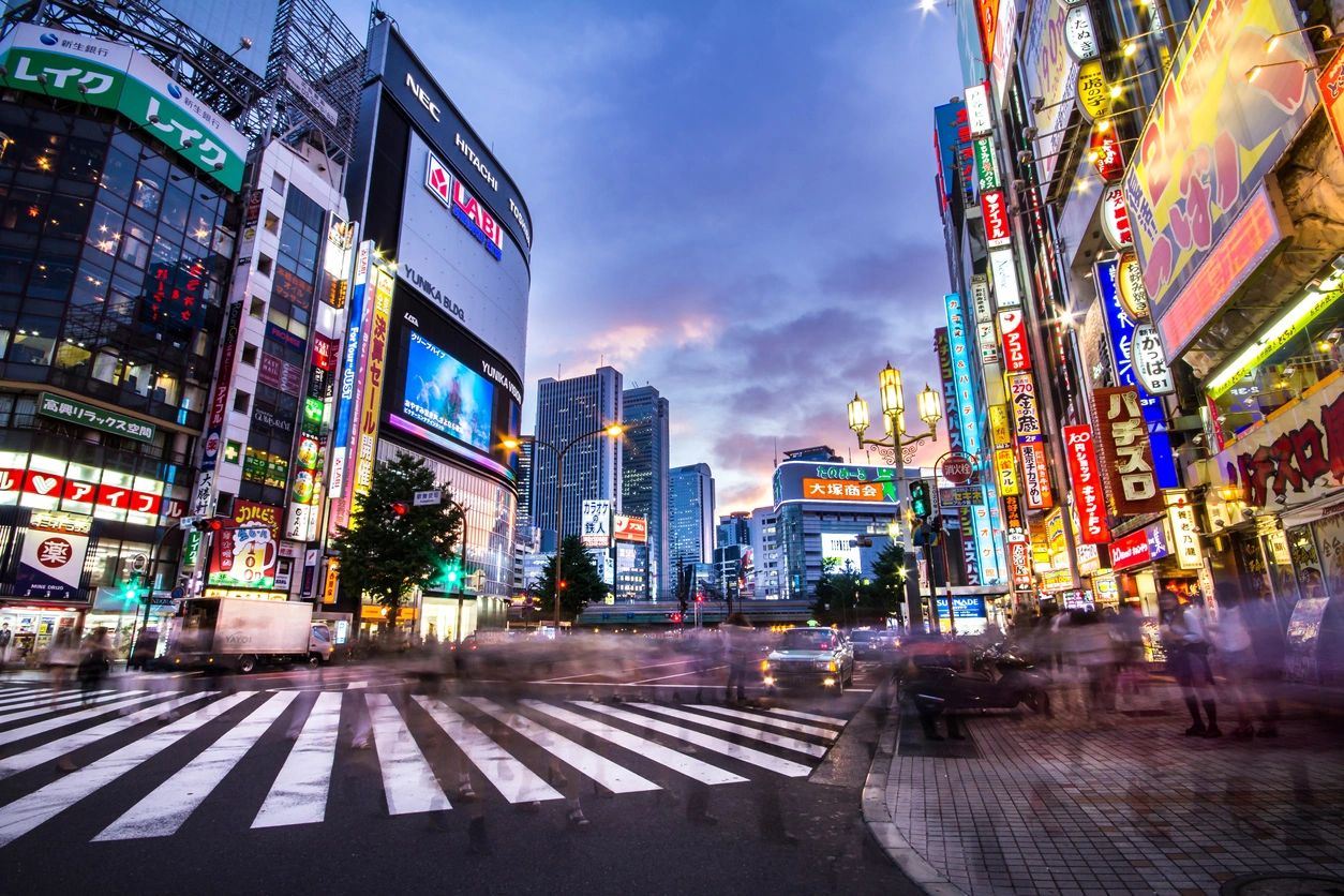 Stock image of a Japanese street. 