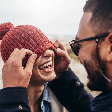 Couple in love with hat and sunglasses