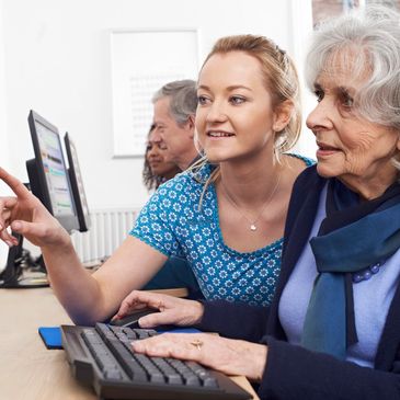 A senior citizen enrolling in a Medicare Advantage product using US Medicare Advisor online tool.