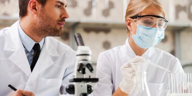 Scientists in a lab conducting experiments.