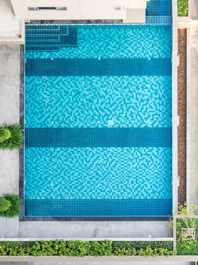 Large luxury swimming pool in Southern California backyard