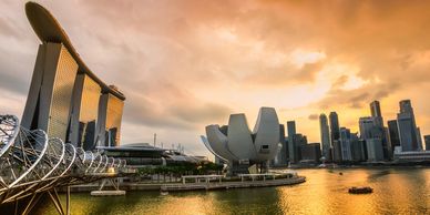 Singapore city skyline at dusk