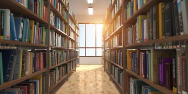 Shelves filled with books