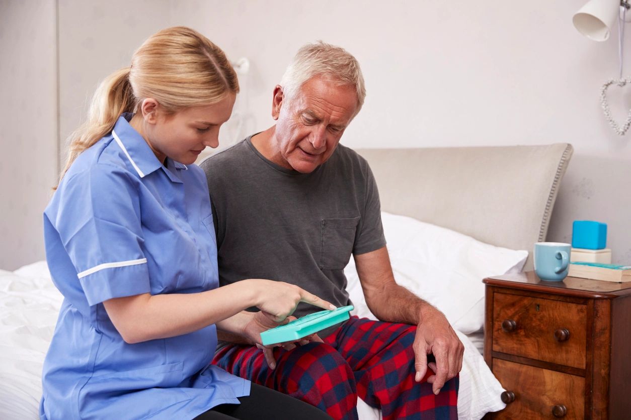Elderly person receiving personal care services