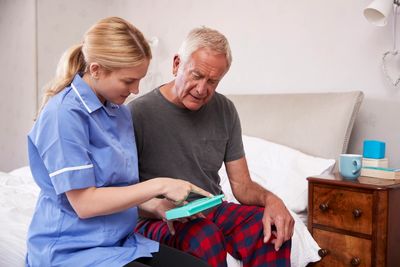 caregiver with resident