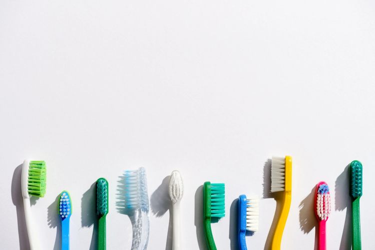 Dentist tools over blue background top view Stock Photo by haveseen