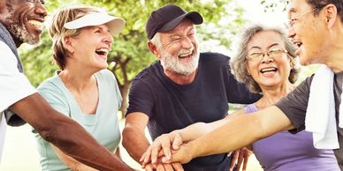 Group of happy seniors outdoors