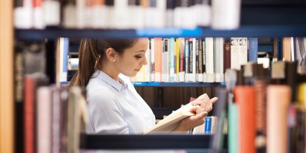 Woman in library