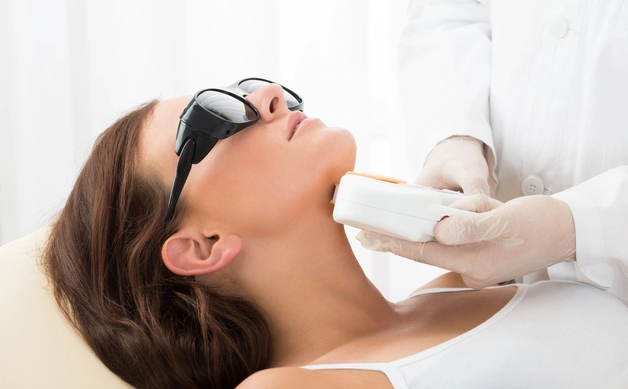 Girl having laser hair reduction session at cosnik clinic kharar mohali 