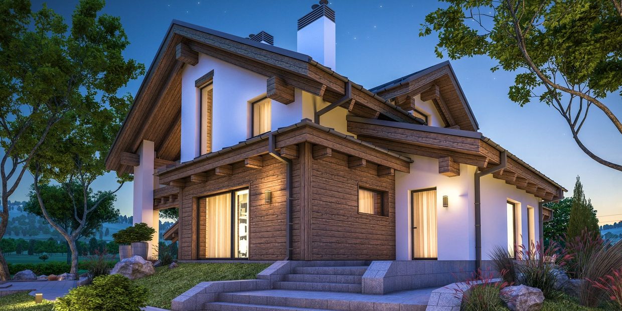 wood country home with trees