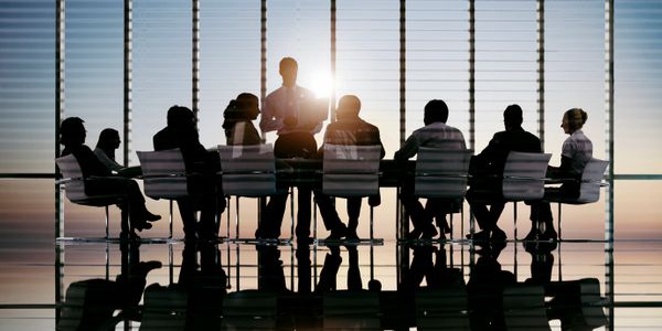 Board room filled with people