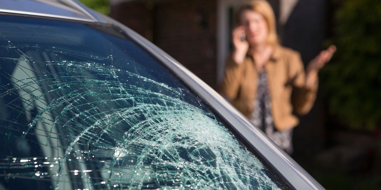 Damaged windshield