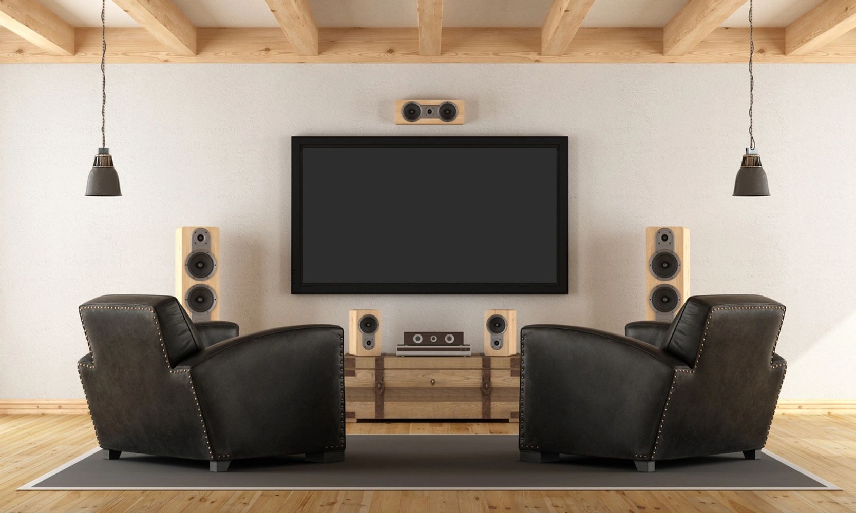 TV Mounting, home theater design, speaker installation, wire concealment, smart homes. All in One
