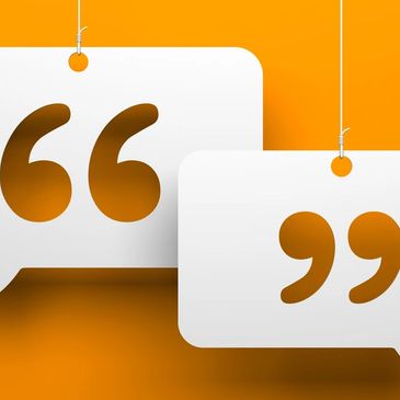 Quotation marks graphic to symbolize client comments and quotes for testimonials