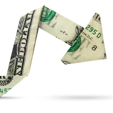 Origami fish made from a dollar bill.