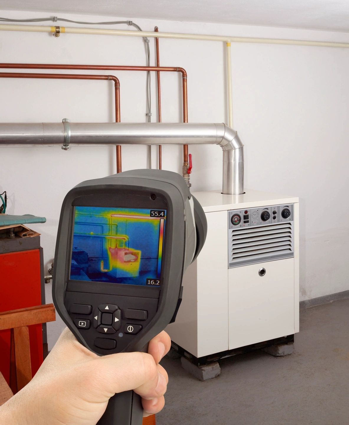 Using a thermal imaging device to detect moisture and prevent water damage.