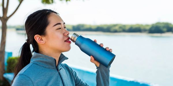 Cold purified water on a tumbler.