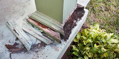 rotting column of a home due to termites