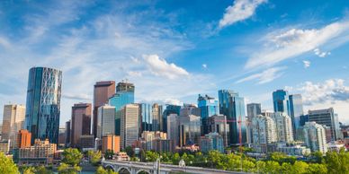 Skyline view of Downtown Calgary, where we clean Carpet in apartment, Condo and commercial buildings