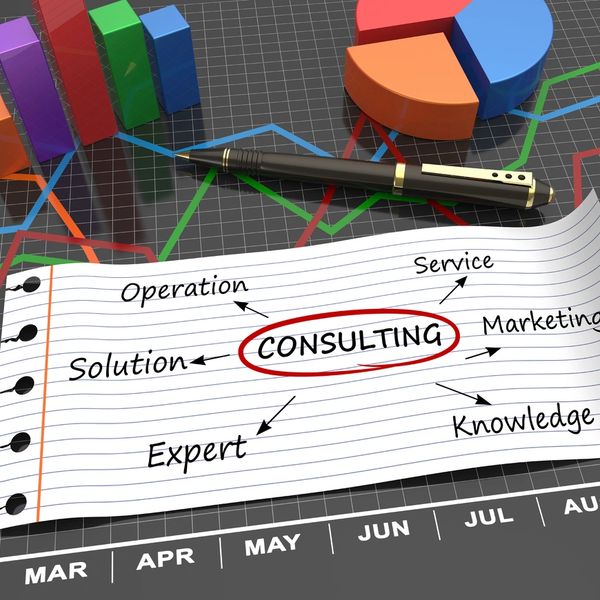 A note with the word consulting written on it.