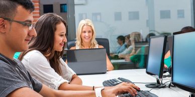 people working at computer