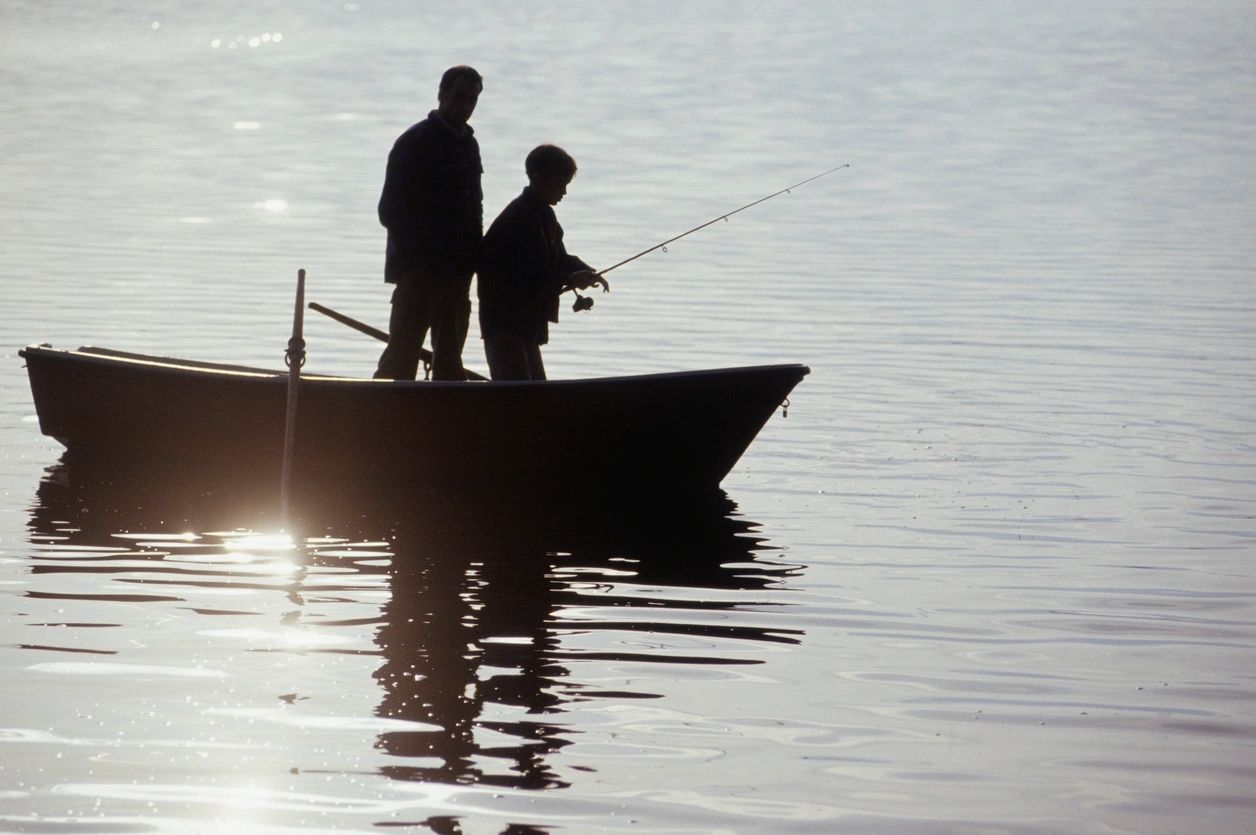 Lake Benton Minnesota Two People Fishing In A Boat