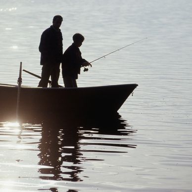 father and son fishing