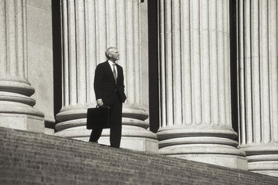 Criminal Defense Lawyer at the Courthouse steps