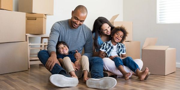 Young family moving in their new home